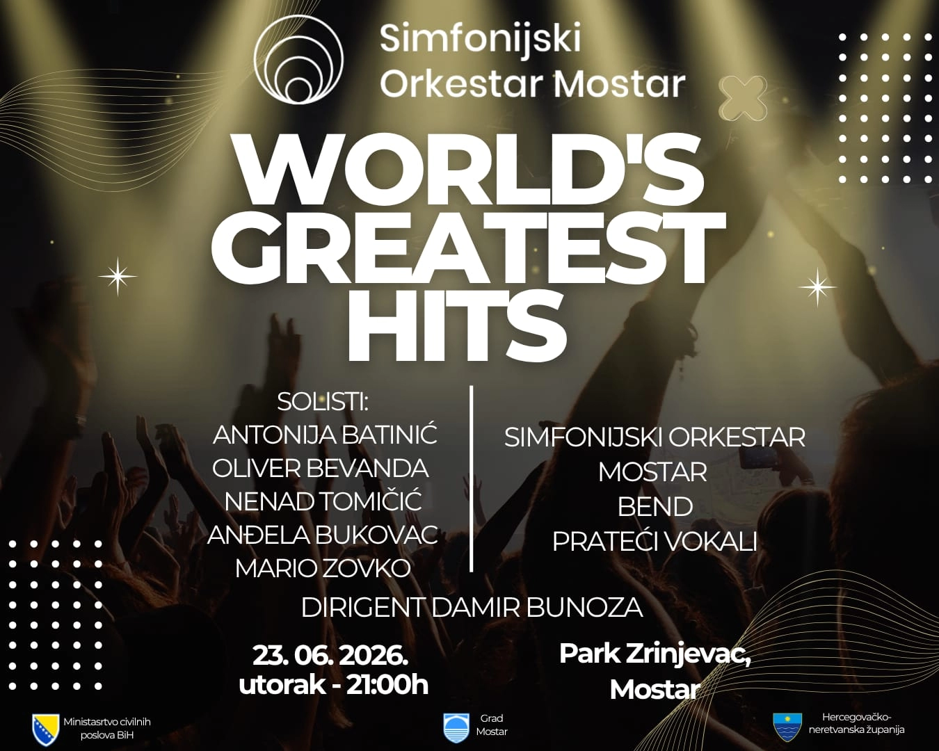 KONCERT SIMFONIJSKOG ORKESTRA MOSTAR „WORLD'S GREATEST HITS“ POVODOM SVJETSKOG DANA GLAZBE